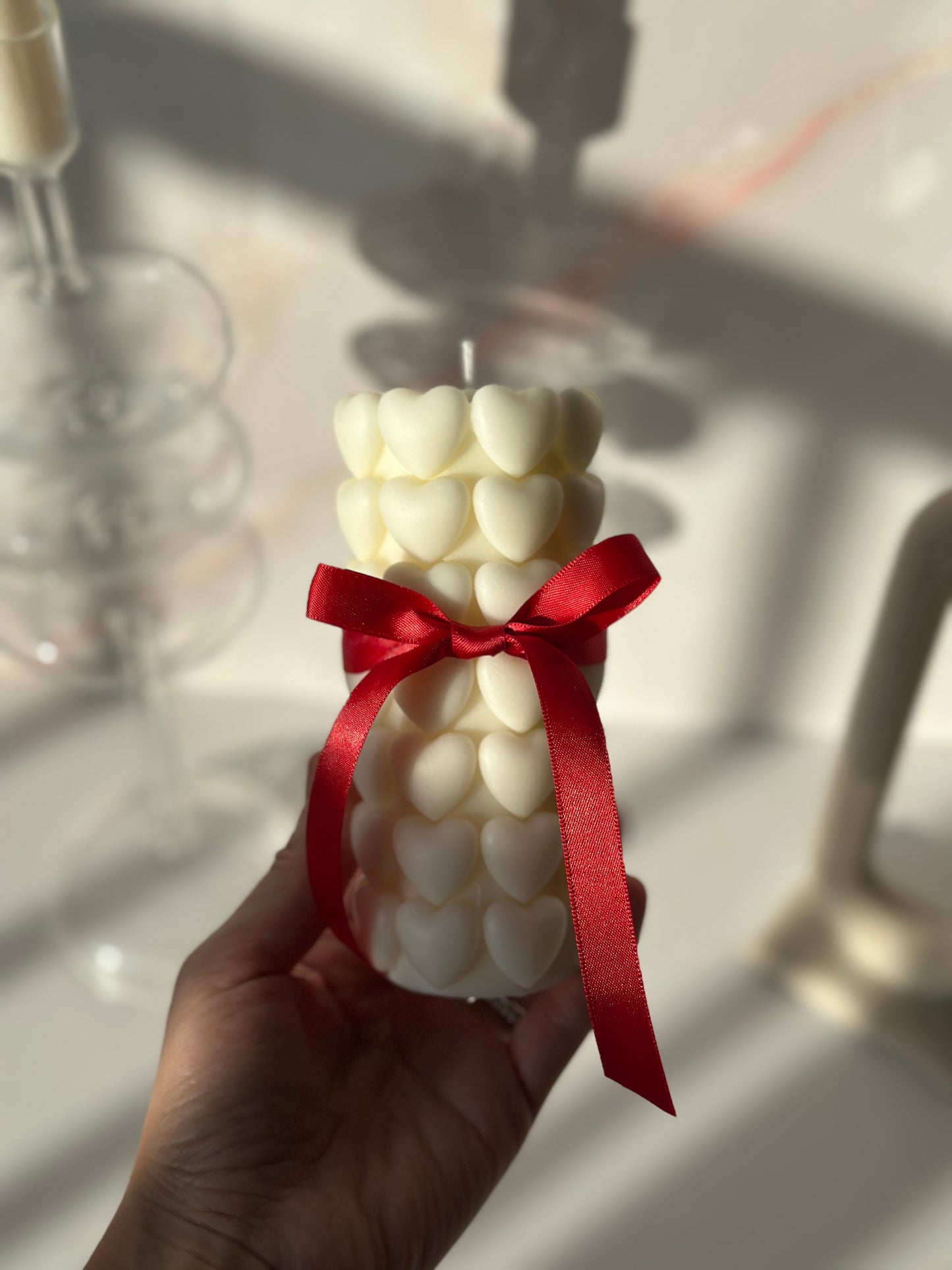 Valentine's Day candle decor 
